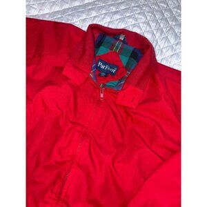 Vintage Par Four Harrington Jacket XL Tall Red Plaid Lined Made in Korea